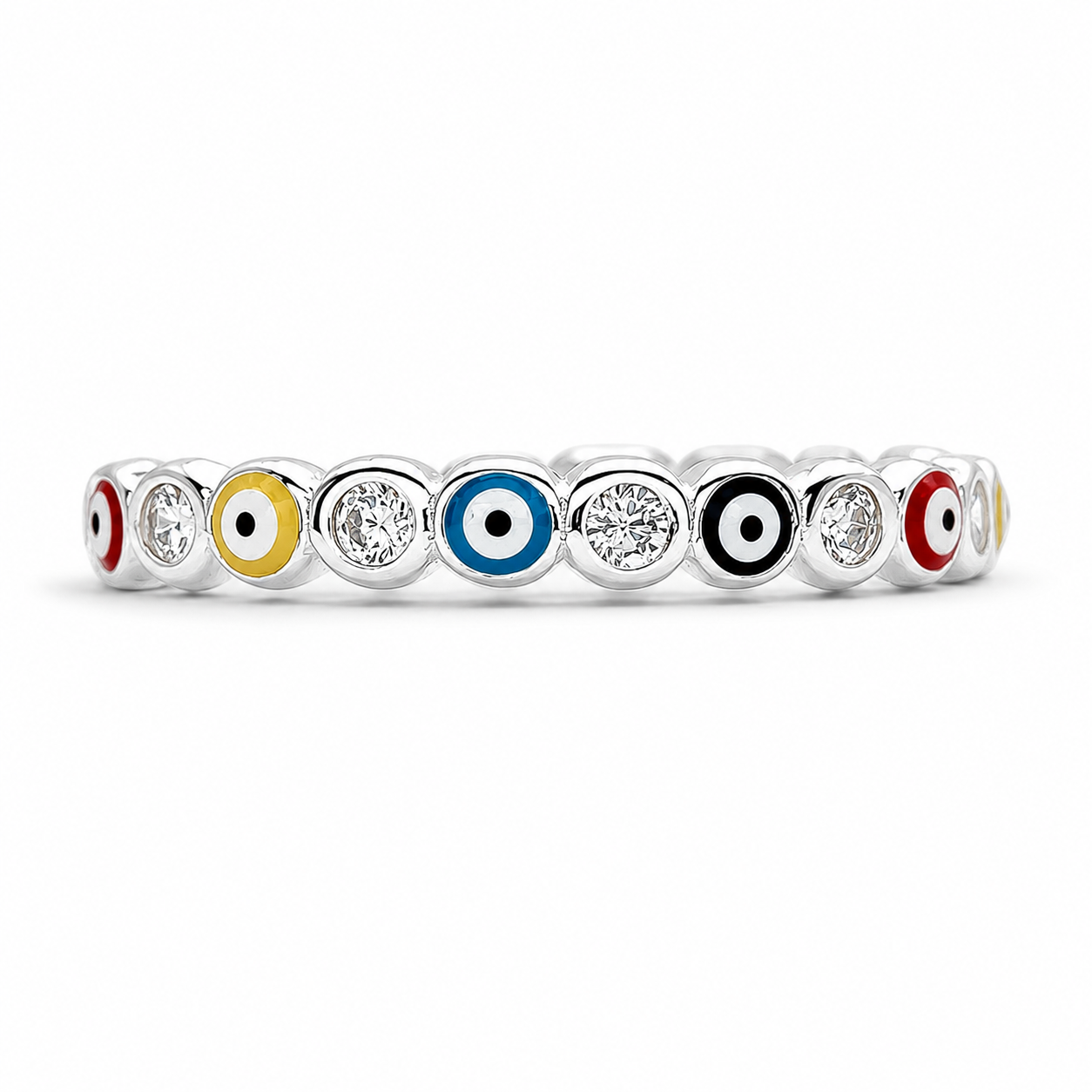 Anillo Ojitos Multicolor Plata Ley 925