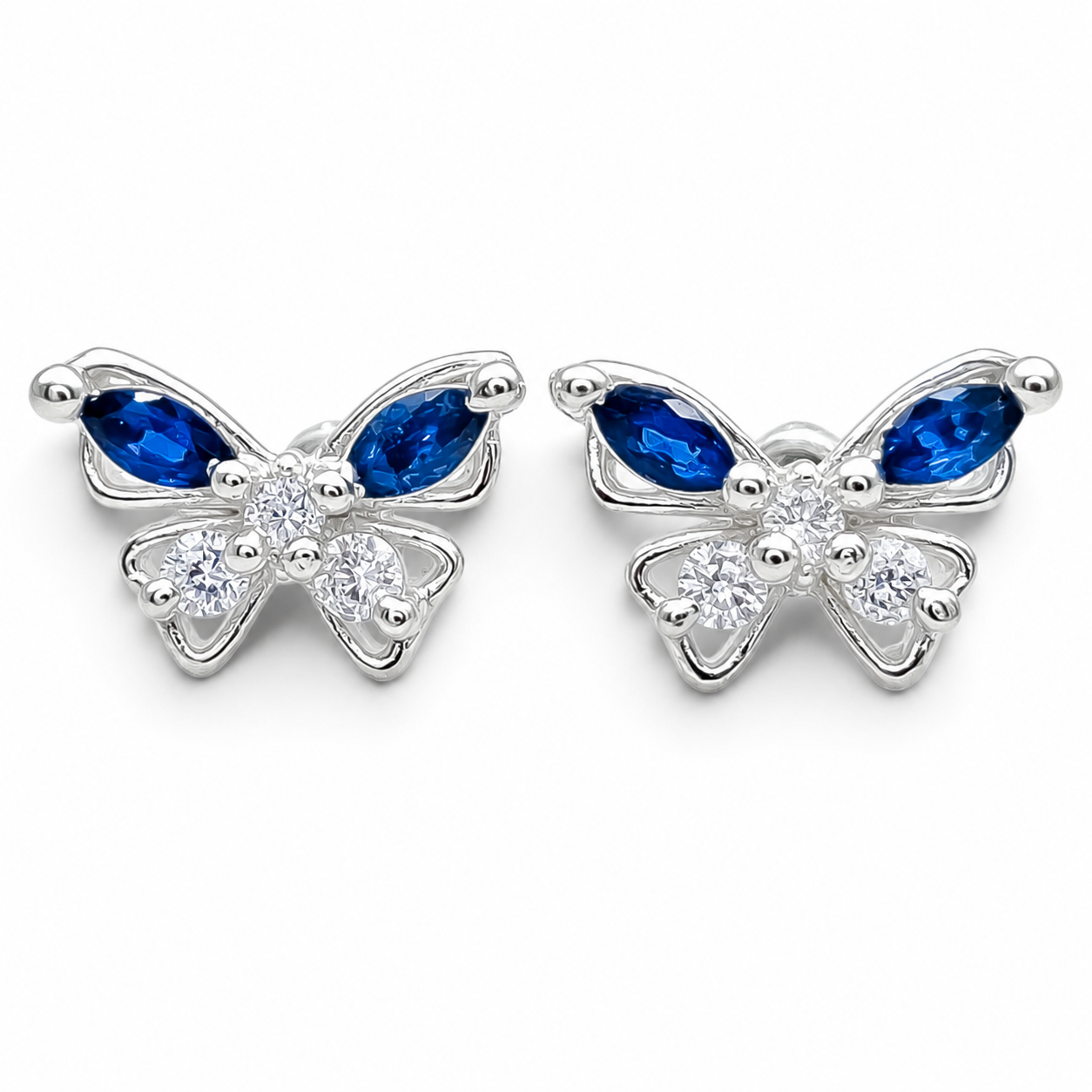 Broquel Mariposa Azul Plata Ley 925