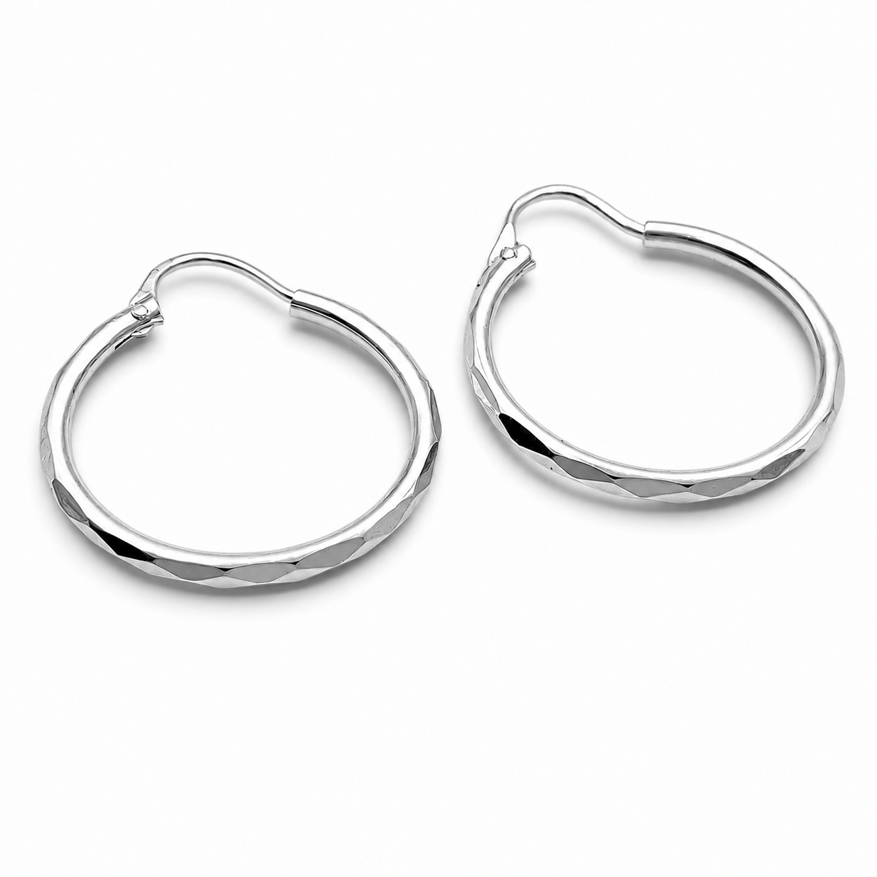 Arracada Facetada Chica Plata Ley 925