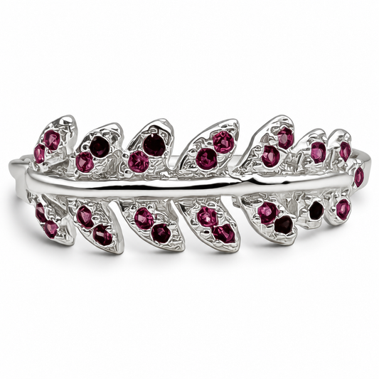 Anillo Hojitas Fiusha Plata Ley 925