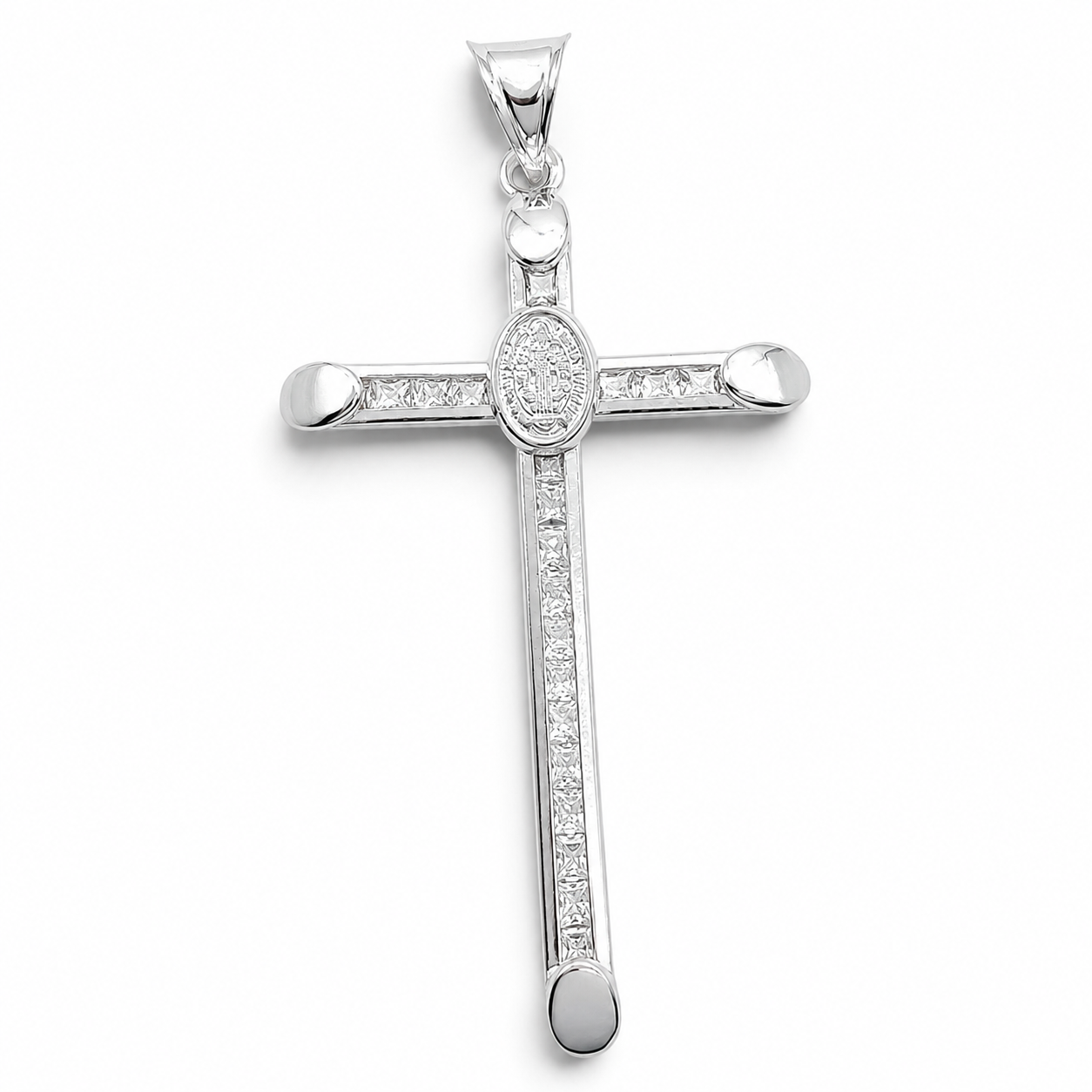 Dije Cruz Zirconia Grande Plata Ley 925