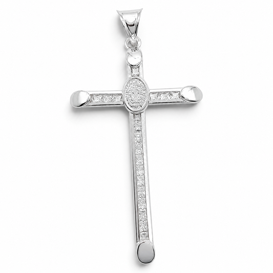 Dije Cruz Zirconia Grande Plata Ley 925
