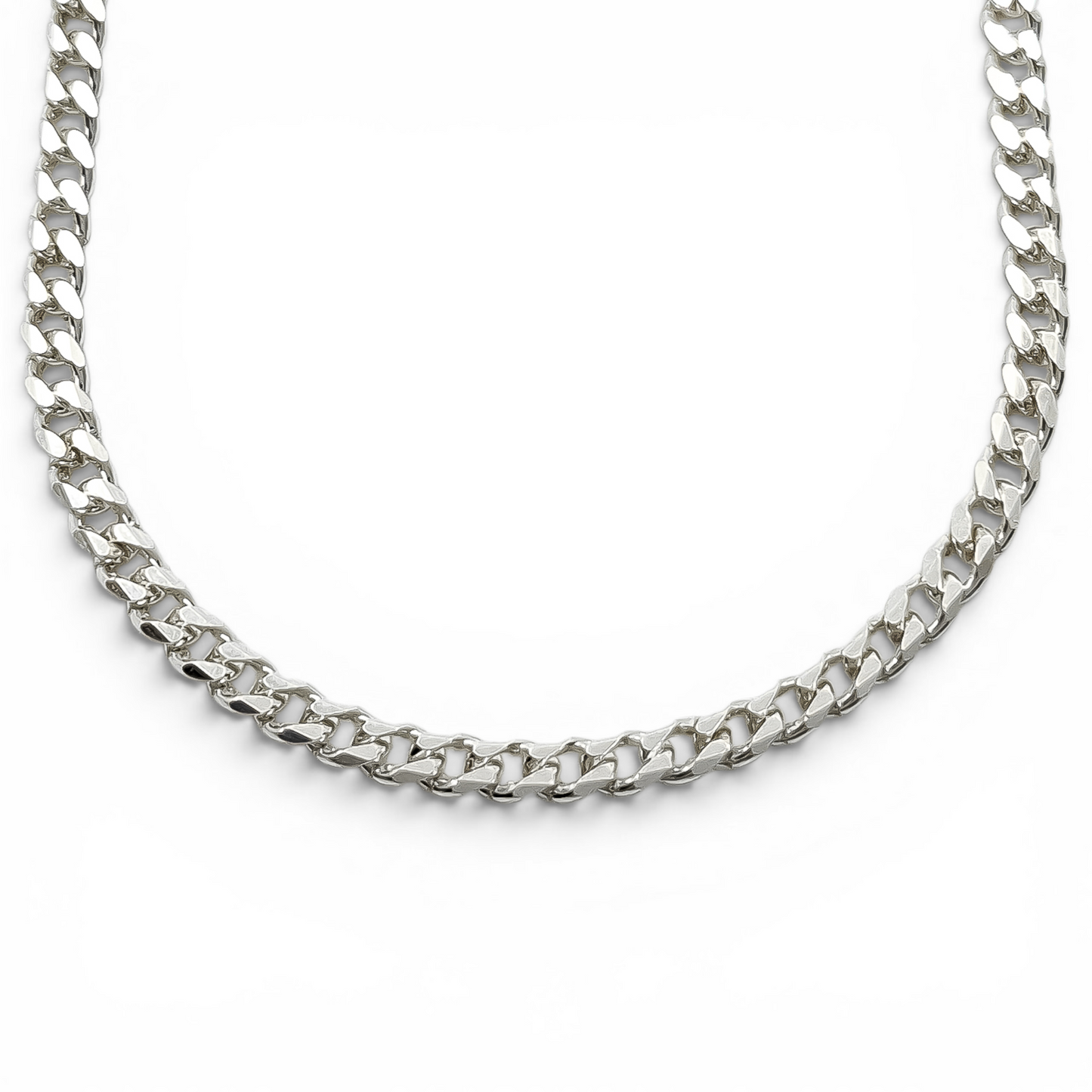 Cadena Cubana Lisa 3mm Plata Ley 925