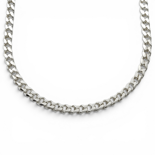 Cadena Cubana Lisa 3mm Plata Ley 925