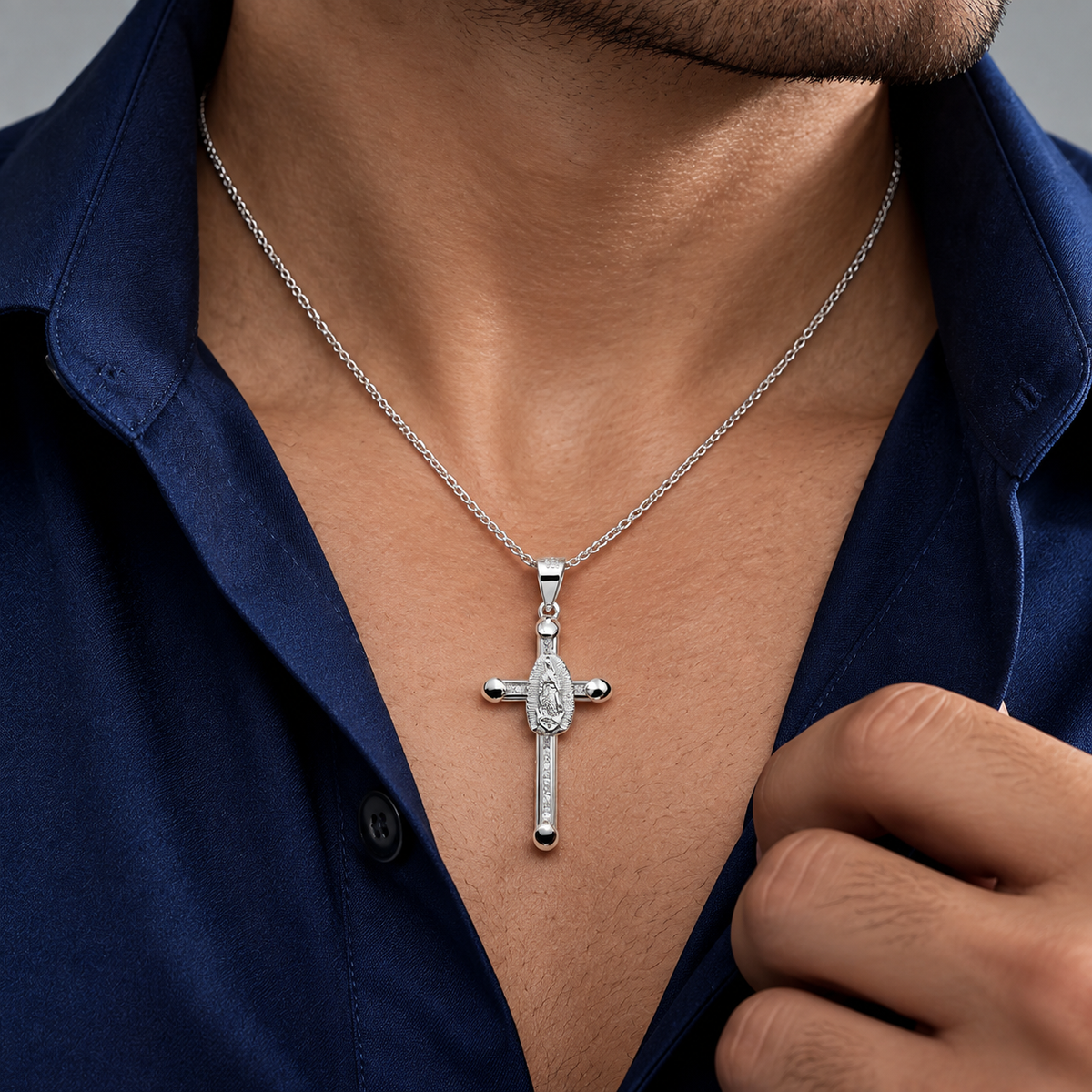 Dije Virgen Cruz Plata Ley 925