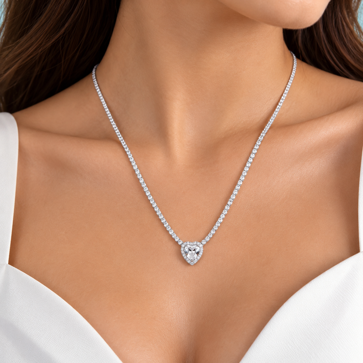 Collar Corazon Plata Ley 925