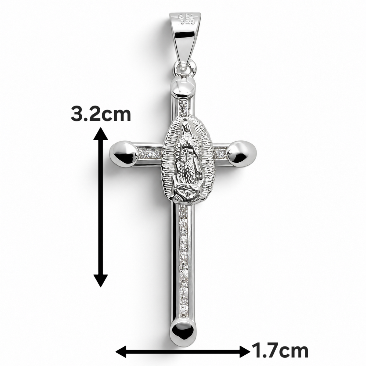 Dije Virgen Cruz Plata Ley 925
