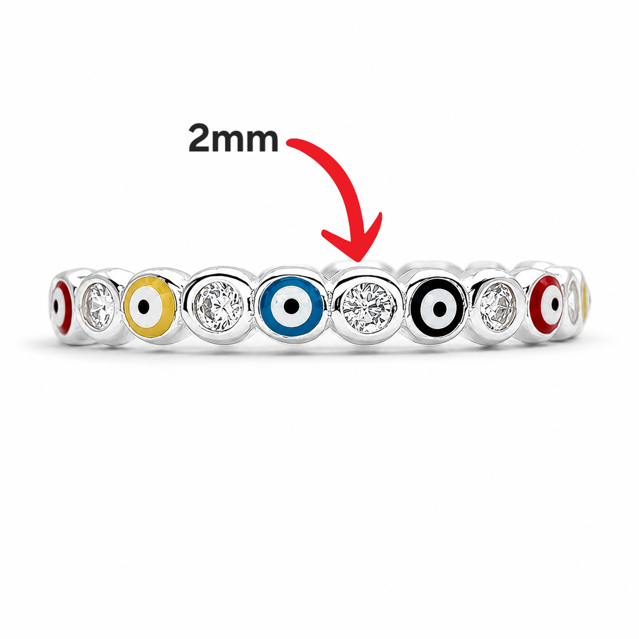 Anillo Ojitos Multicolor Plata Ley 925