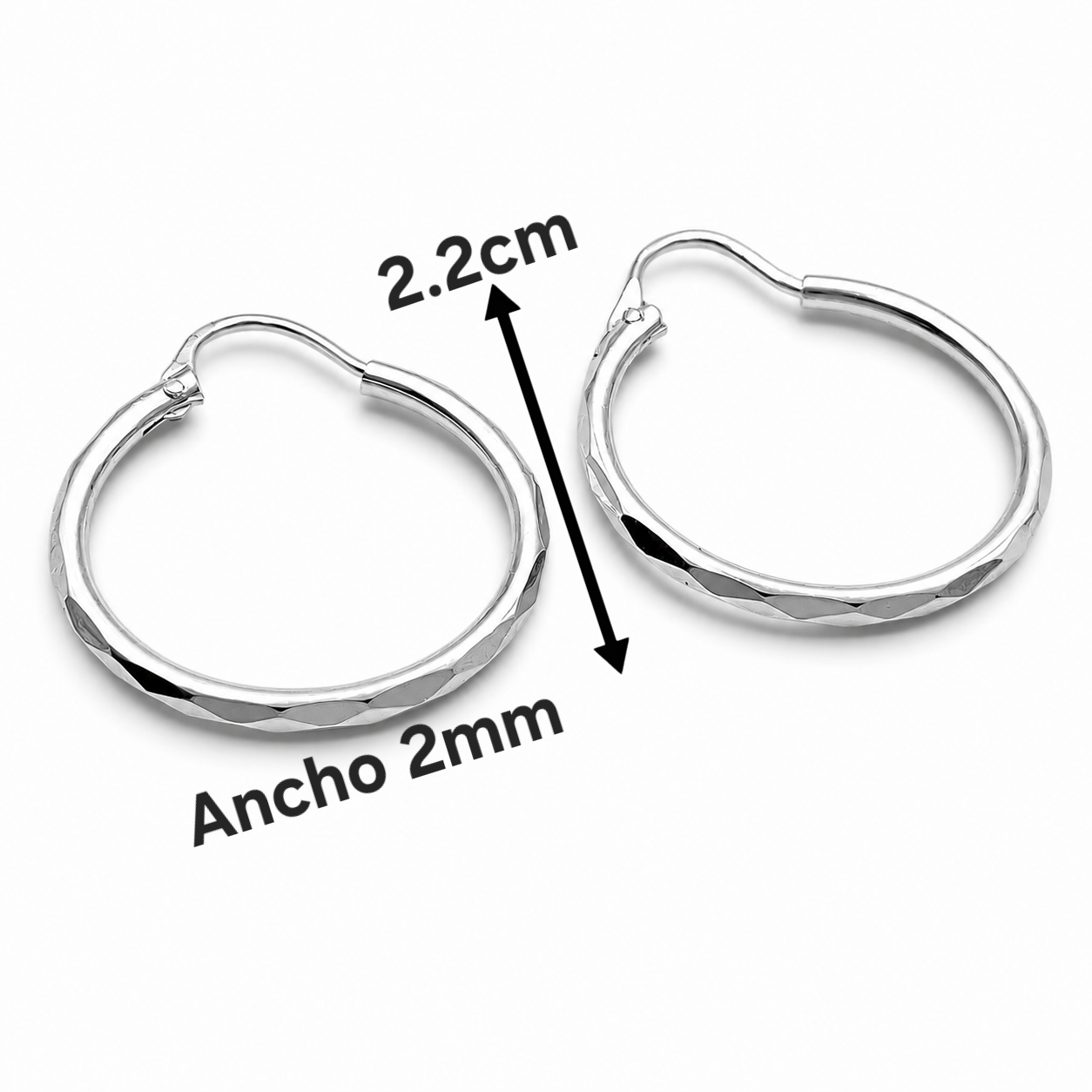 Arracada Facetada Chica Plata Ley 925