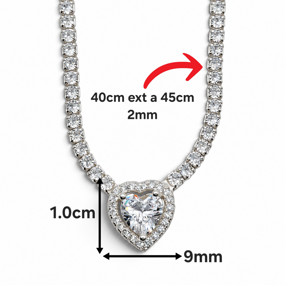 Collar Corazon Plata Ley 925