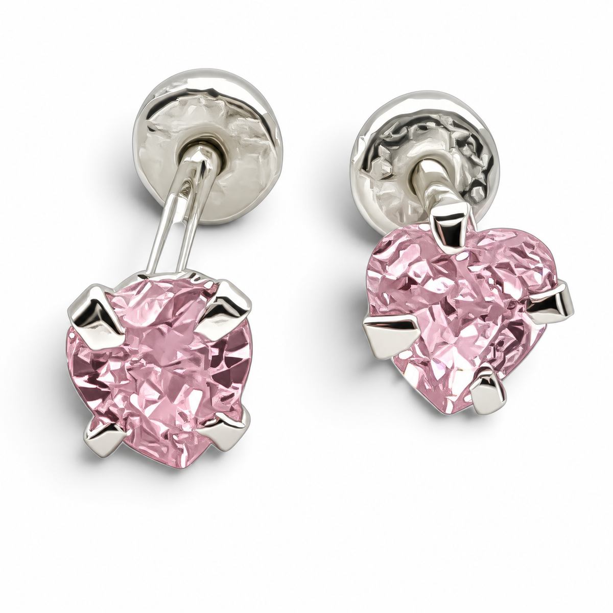 Broquel Corazon Rosa #3 Plata Ley 925