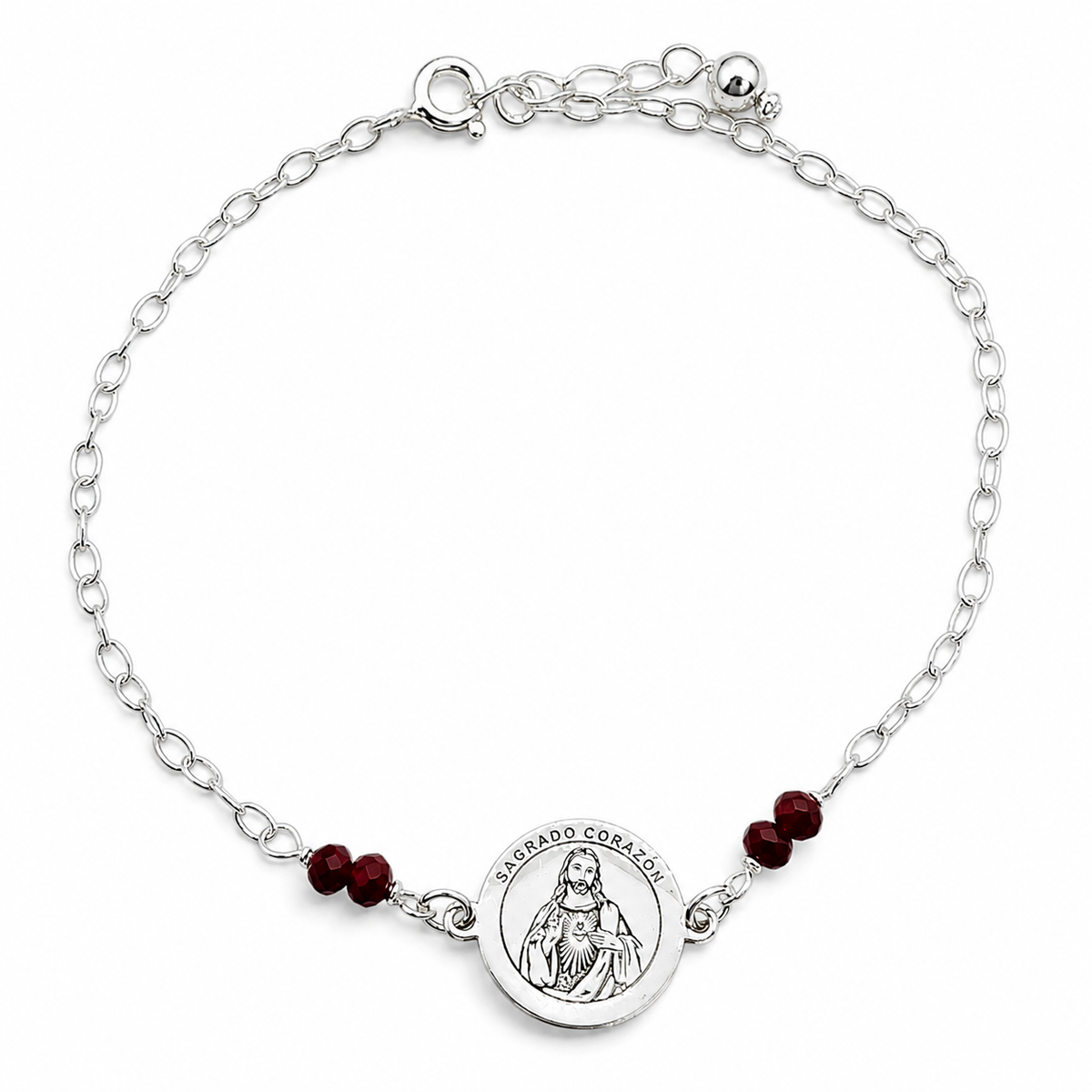 Pulsera Sagrado Corazon Plata Ley 925