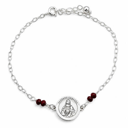 Pulsera Sagrado Corazon Plata Ley 925