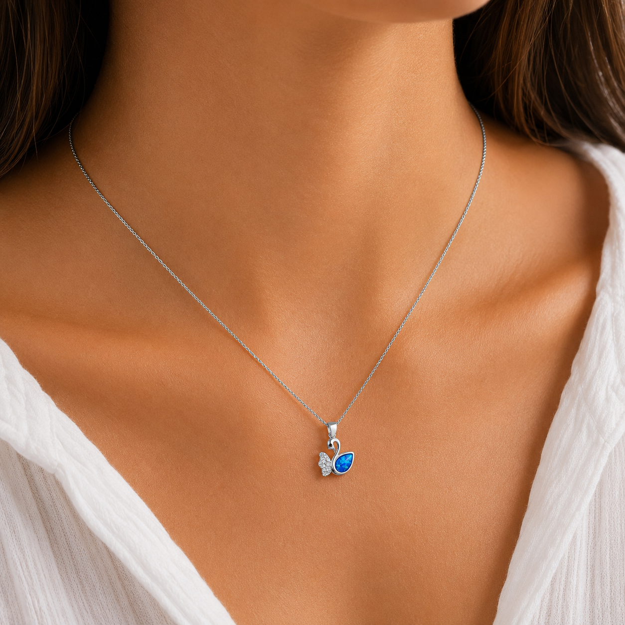 Dije Cisne Azul Plata Ley 925