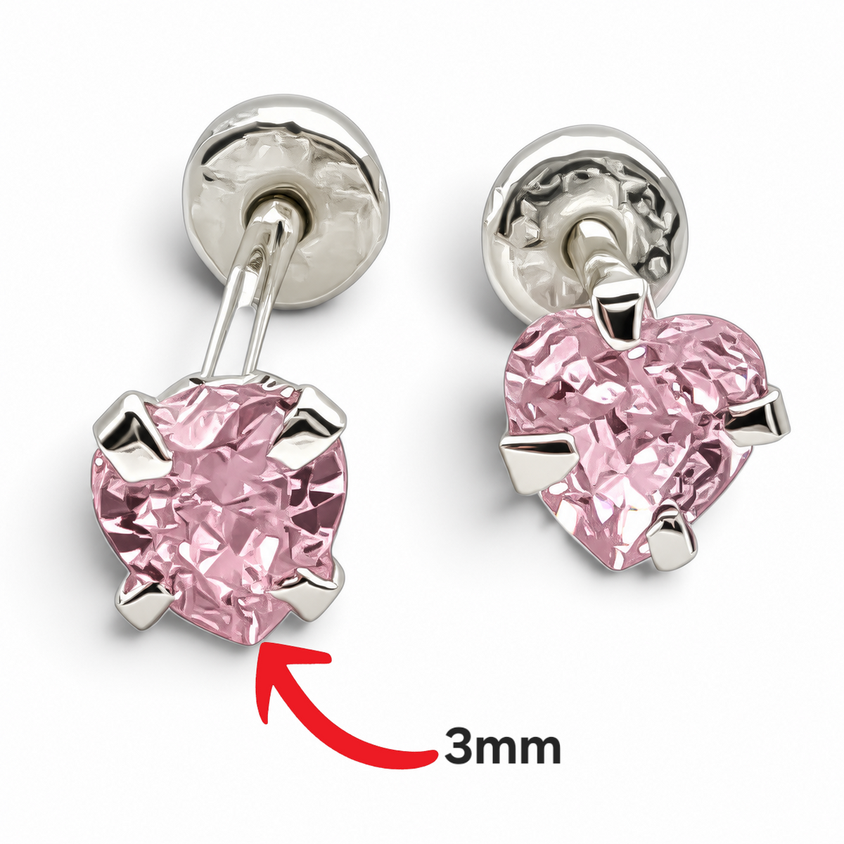 Broquel Corazon Rosa #3 Plata Ley 925