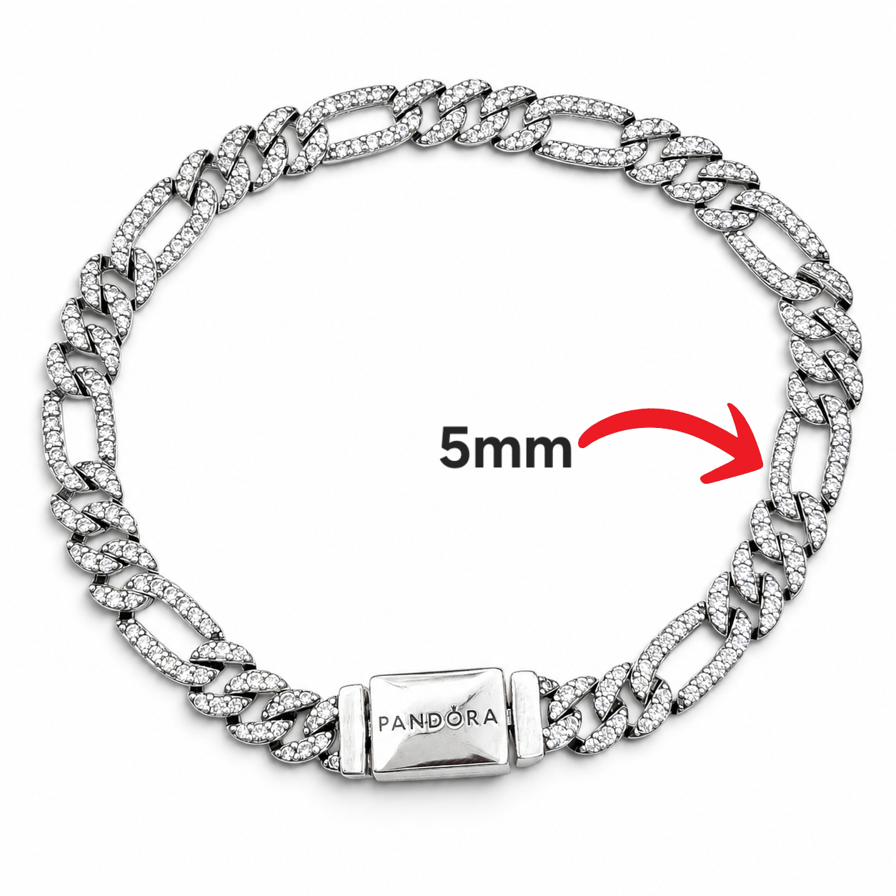 Pulso Pan Zirconia 5mm Plata Ley 925