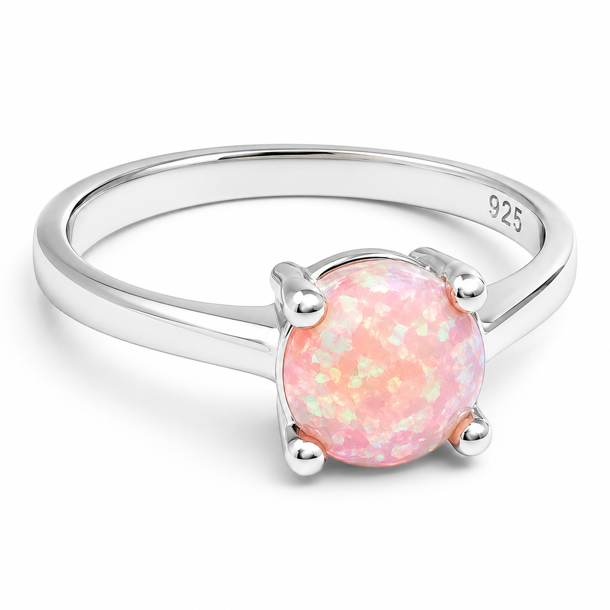 Anillo Opalo Rosa Redondo