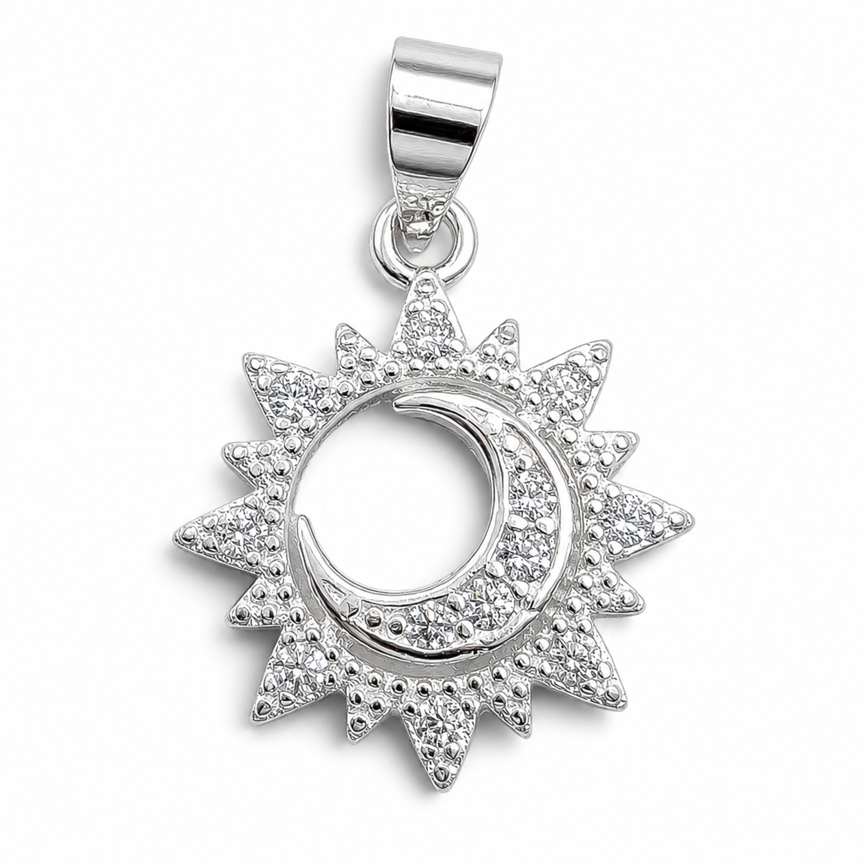 Dije Sol Luna Zirconia Plata Ley 925