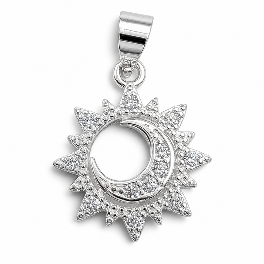 Dije Sol Luna Zirconia Plata Ley 925