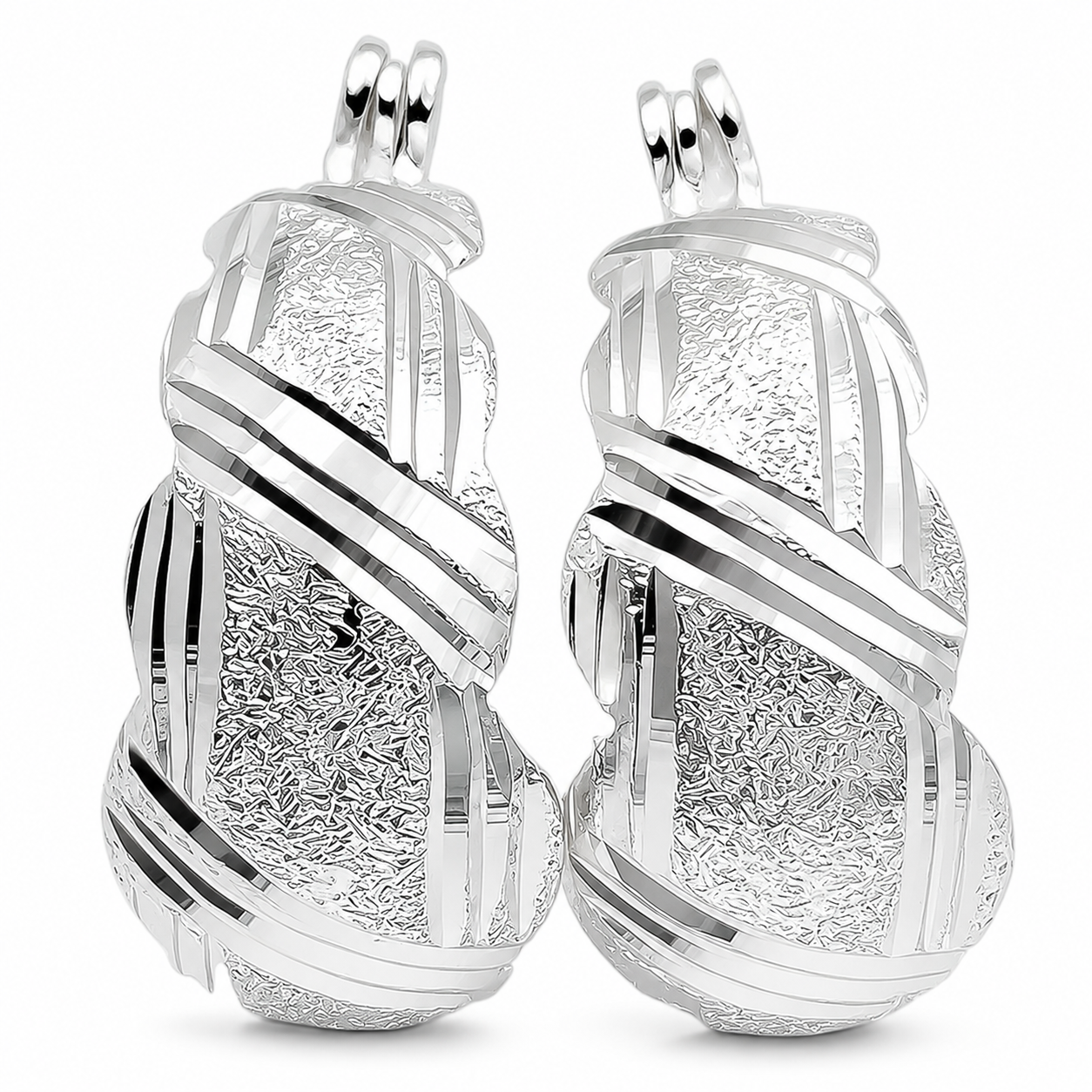 Arracada Lineas Diamantada Plata Ley 925