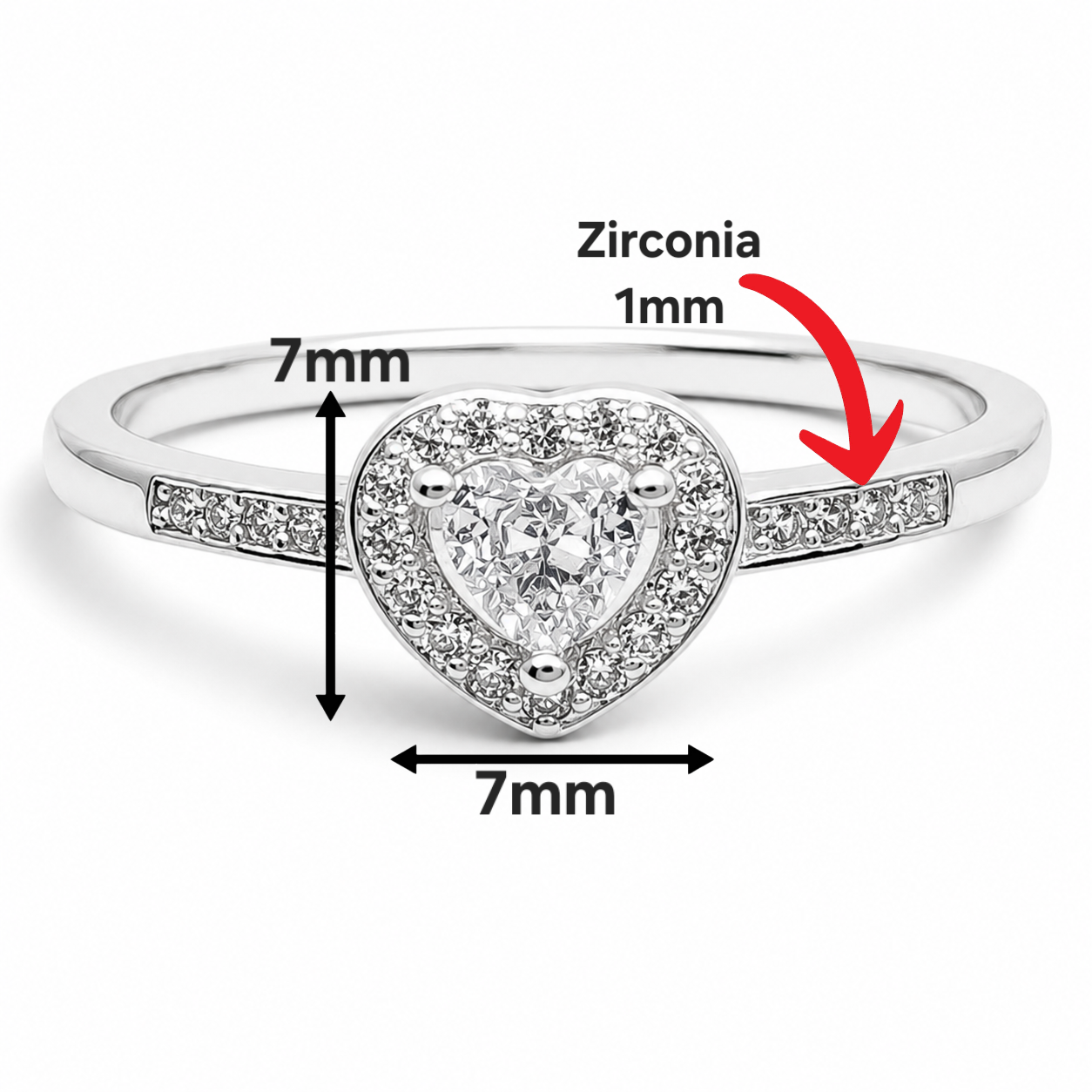 Anillo Corazon Blanco Plata Ley 925