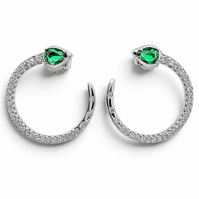 Arete Zirconia Verde Plata Ley 925