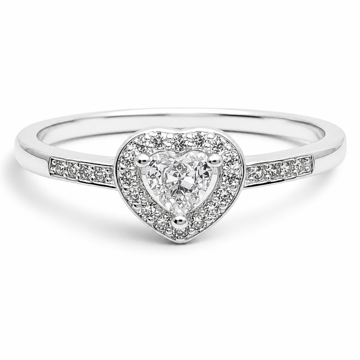 Anillo Corazon Blanco Plata Ley 925