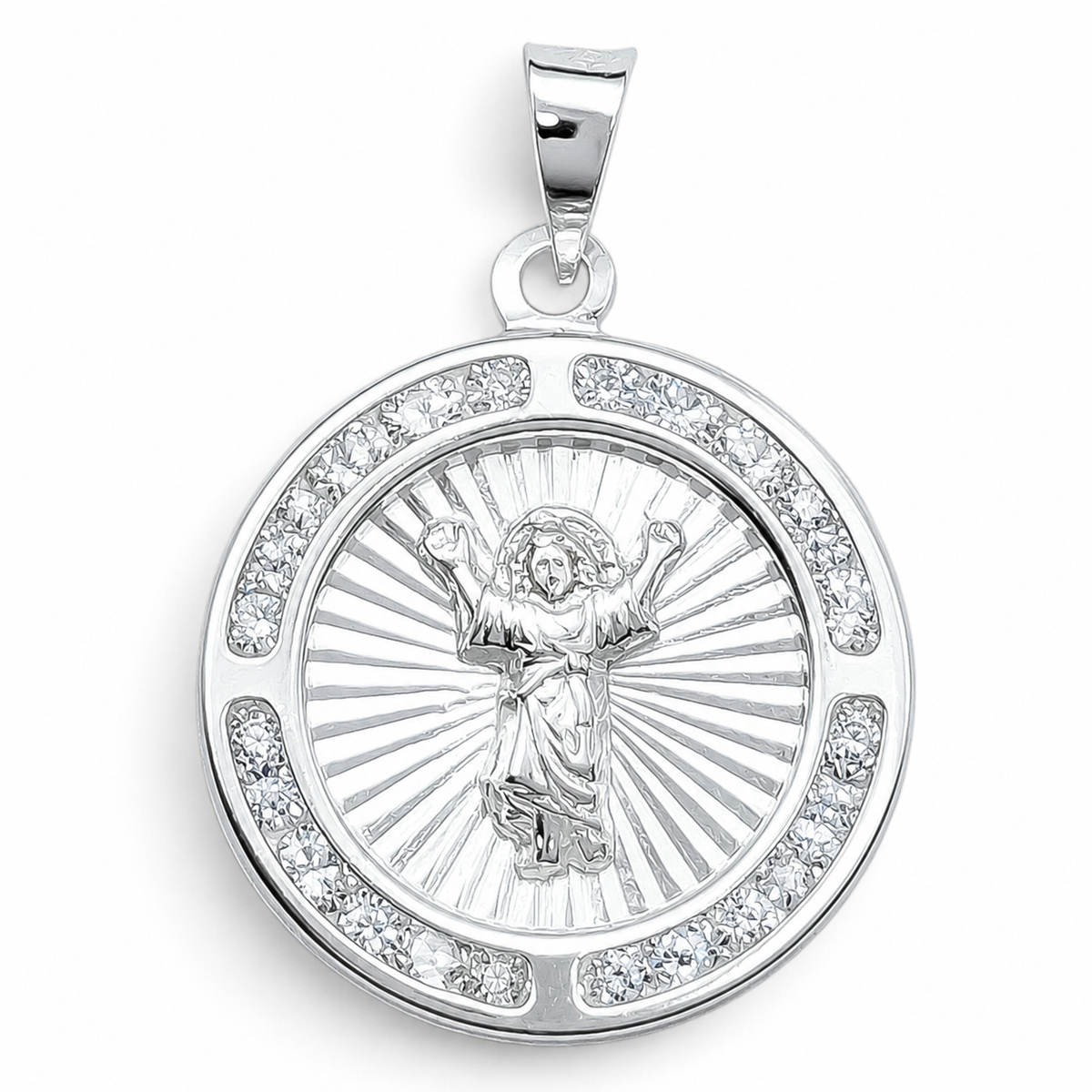 Dije Medalla Redonda Zirconia Plata Ley 925