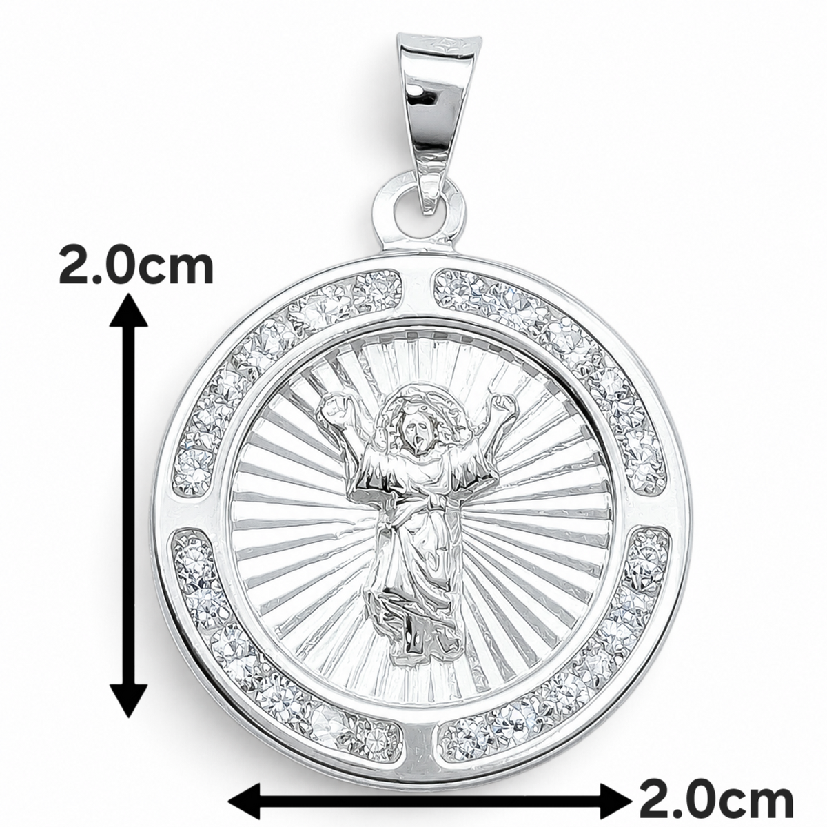 Dije Medalla Redonda Zirconia Plata Ley 925