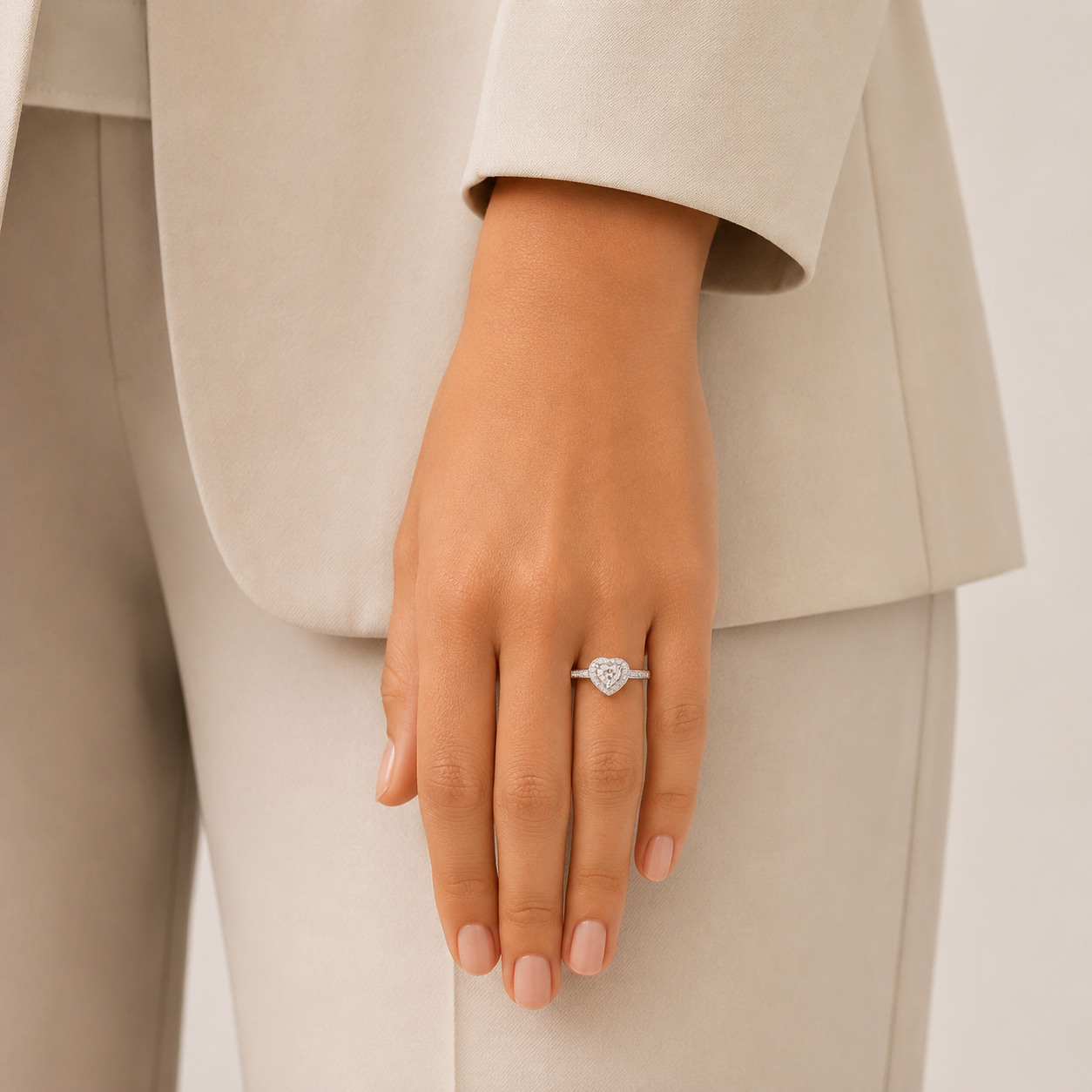 Anillo Corazon Blanco Plata Ley 925