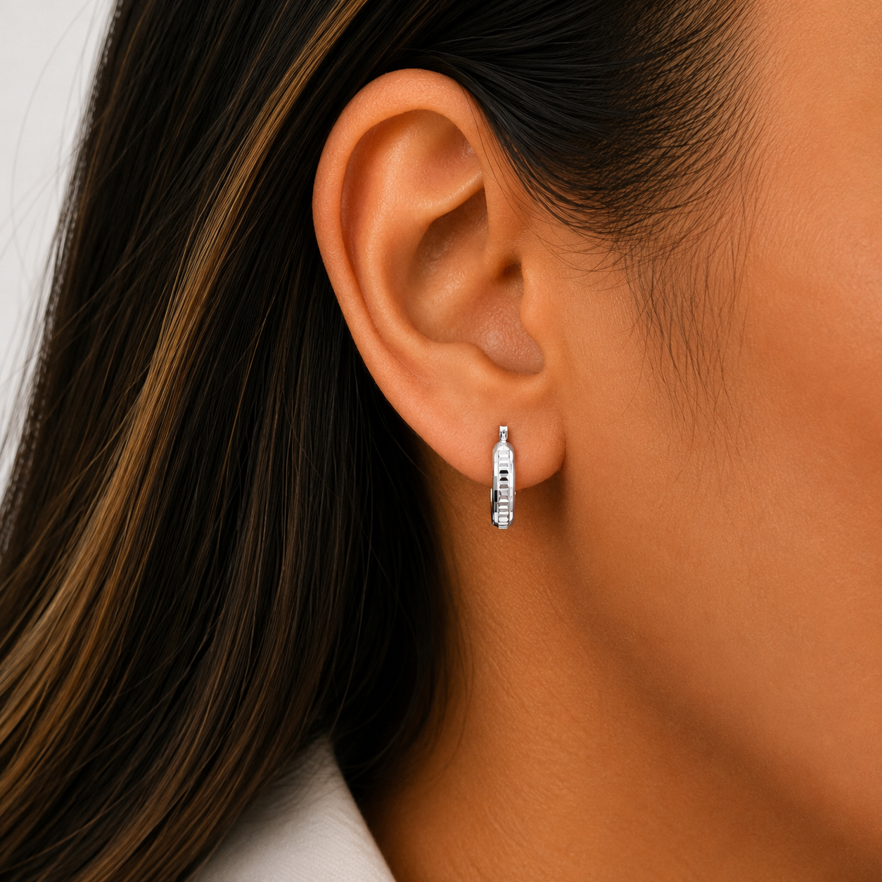 Arracada Diamantada Chica Plata Ley 925