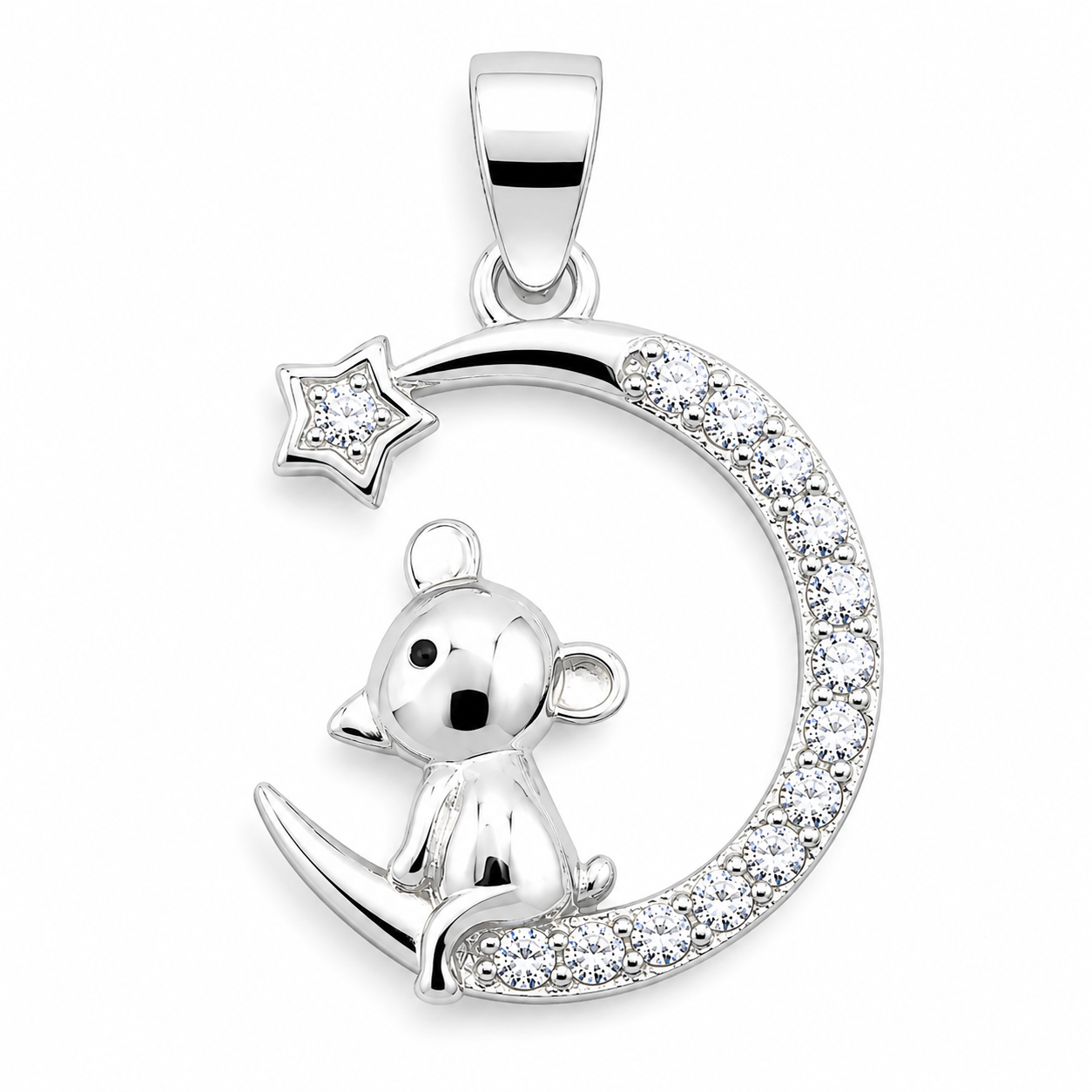 Dije Raton Luna Blanco Plata Ley 925