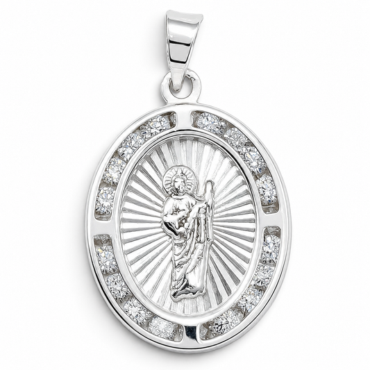Dije Medalla Ovalo San Judas Plata Ley 925