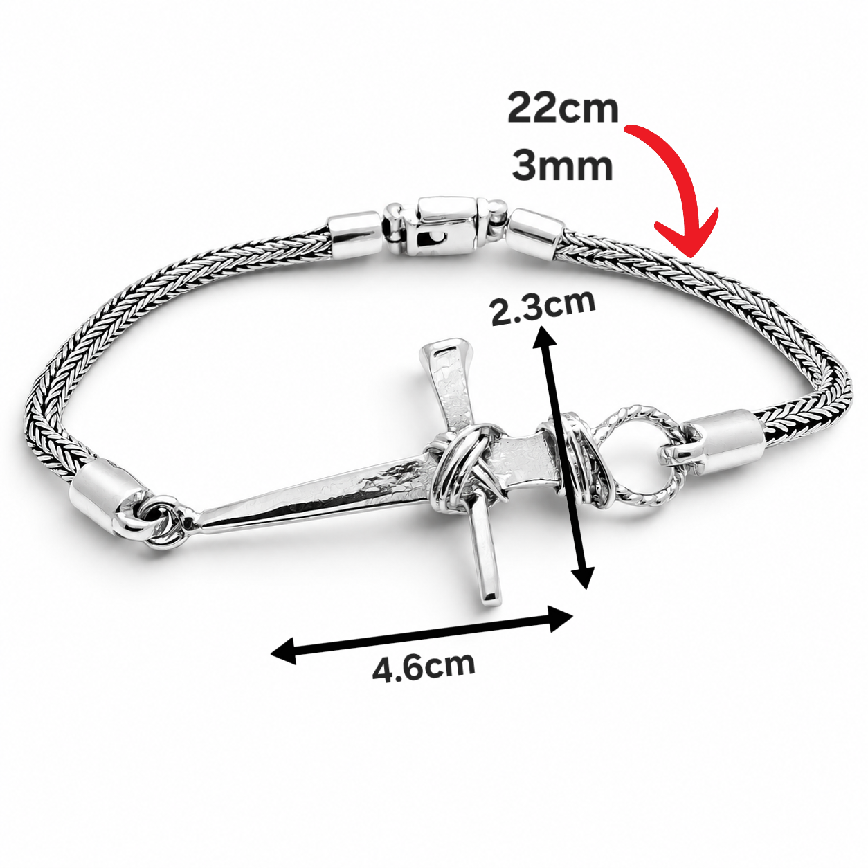 Pulso Tejido Bali Cruz 3mm