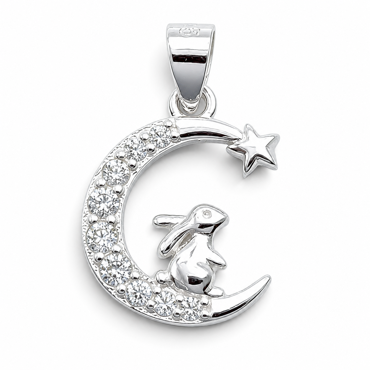 Dije Conejo Luna Blanco Plata Ley 925