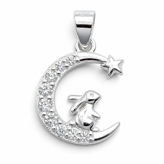 Dije Conejo Luna Blanco Plata Ley 925