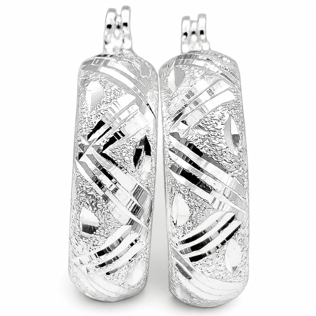 Arracada Diamantada Lineas Plata Ley 925