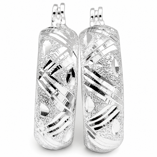 Arracada Diamantada Lineas Plata Ley 925