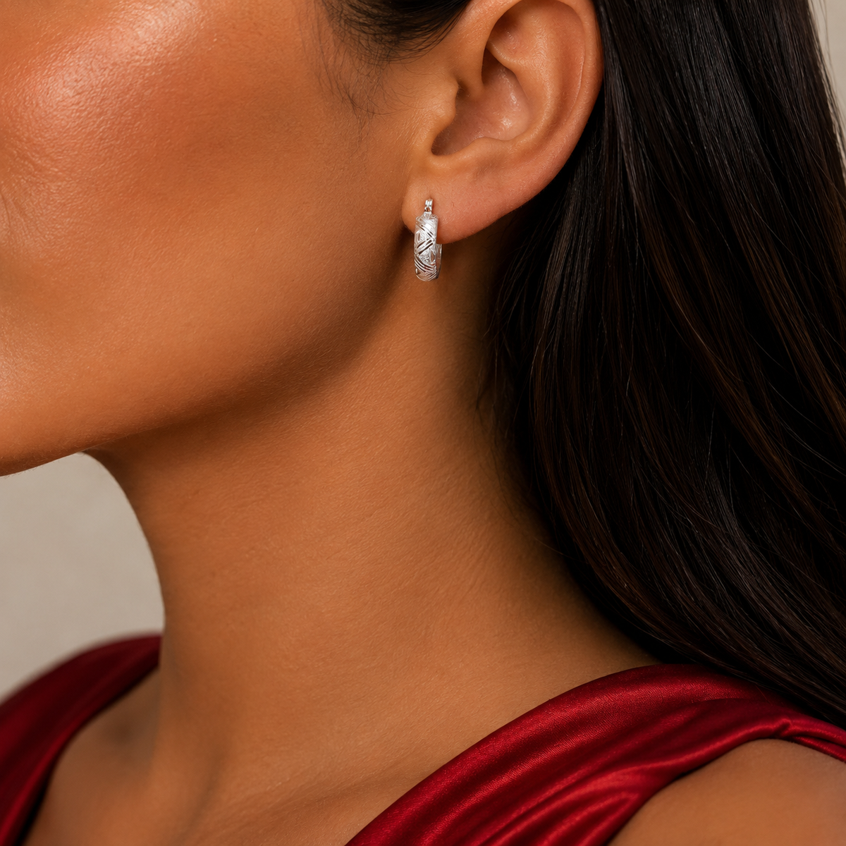 Arracada Diamantada Lineas Plata Ley 925
