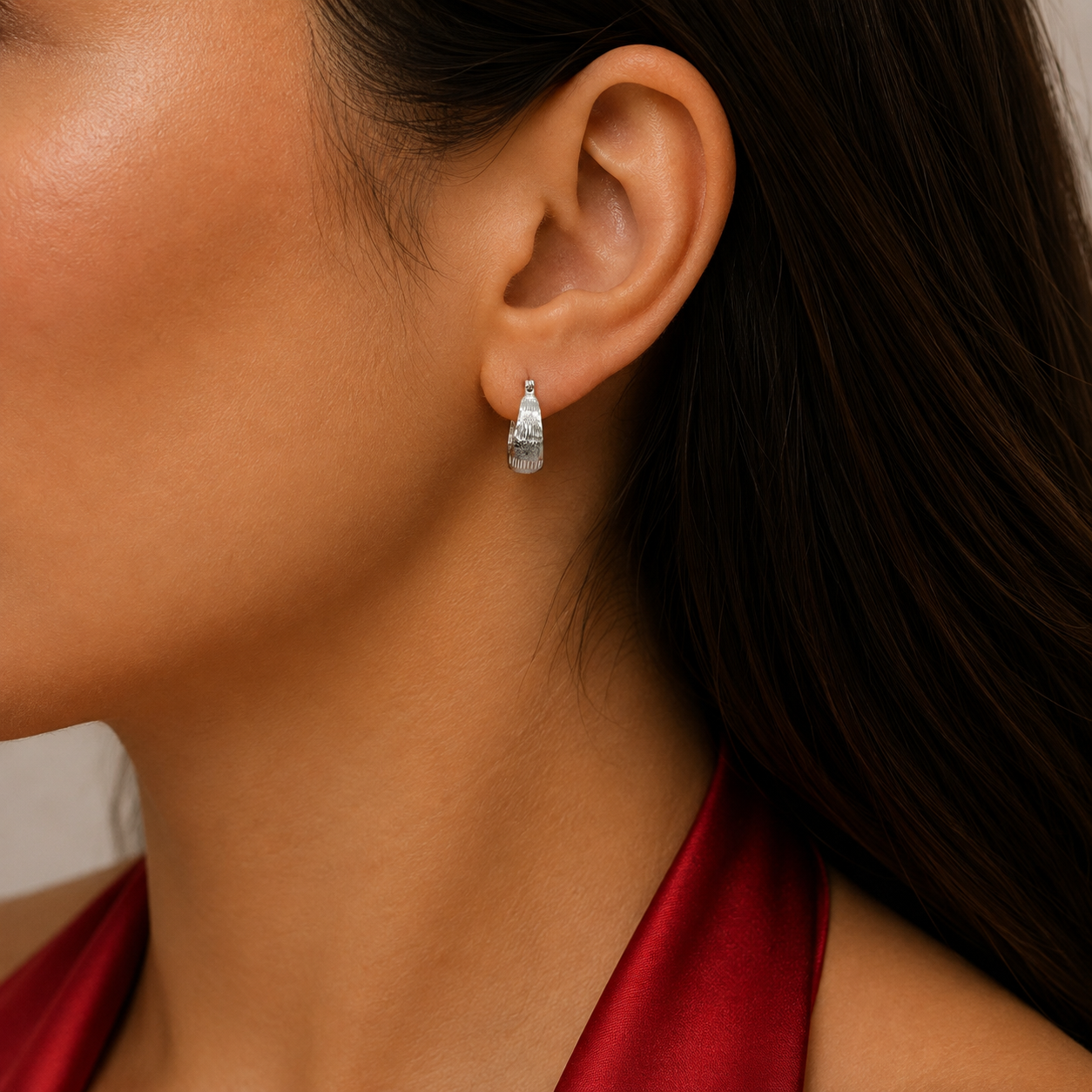 Arracada Chica Diamantada 2 Plata Ley 925