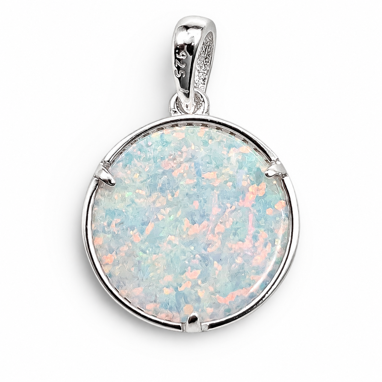 Dije Opalo Blanco Luna Plata Ley 925