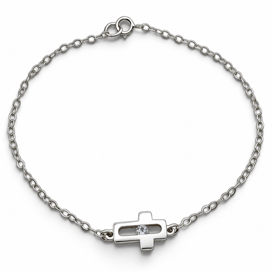 Pulsera Cruz Plata Ley 925