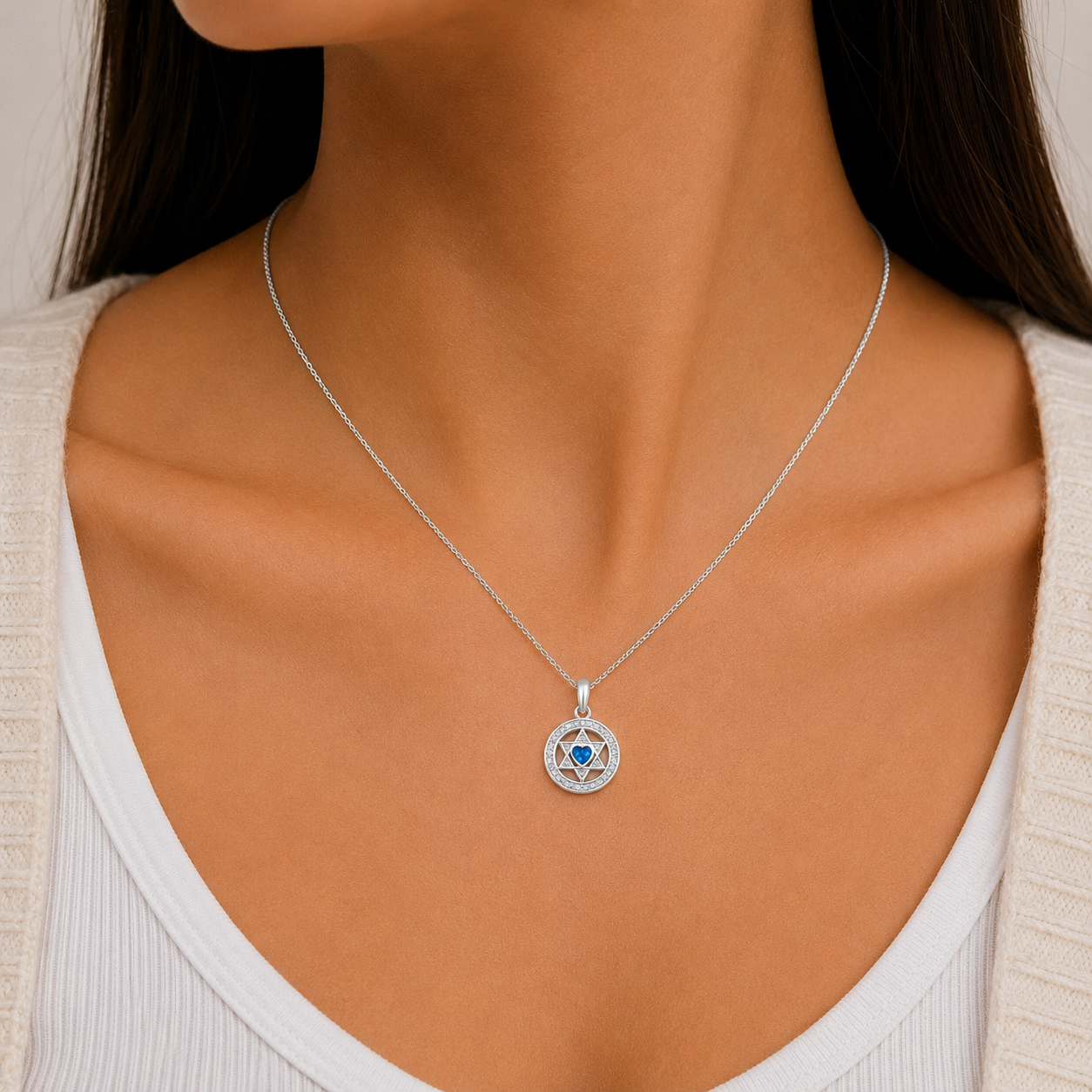 Dije Corazon Opalo Azul Zirconia Plata Ley 925