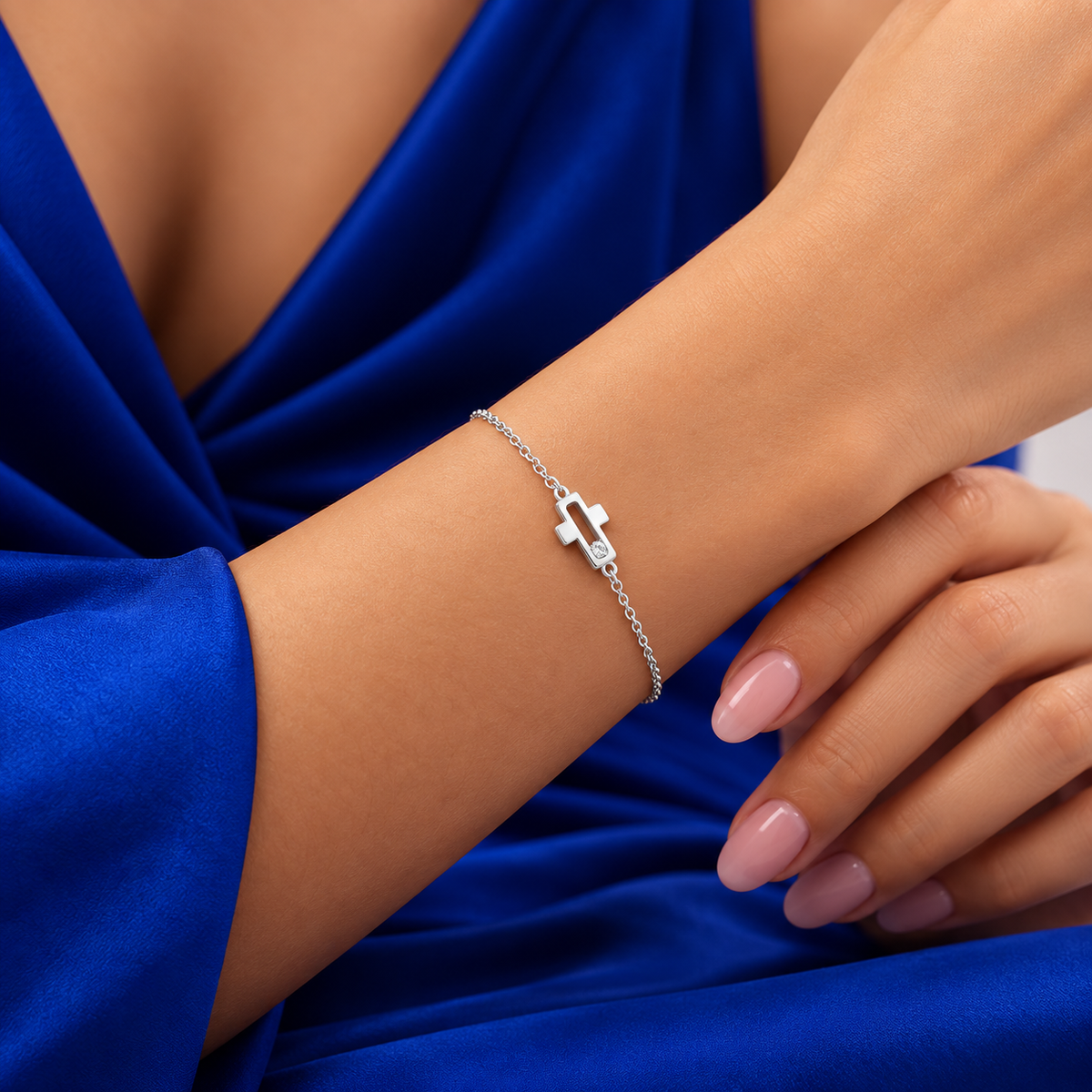 Pulsera Cruz Plata Ley 925