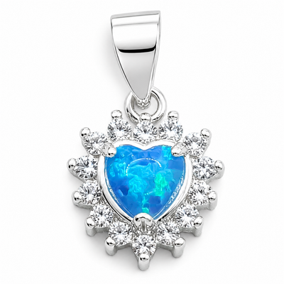 Dije Corazon Azul Plata Ley 925
