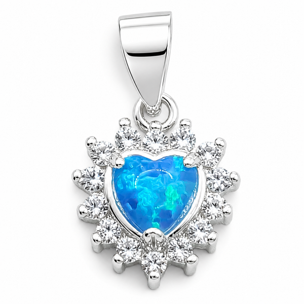 Dije Corazon Azul Plata Ley 925