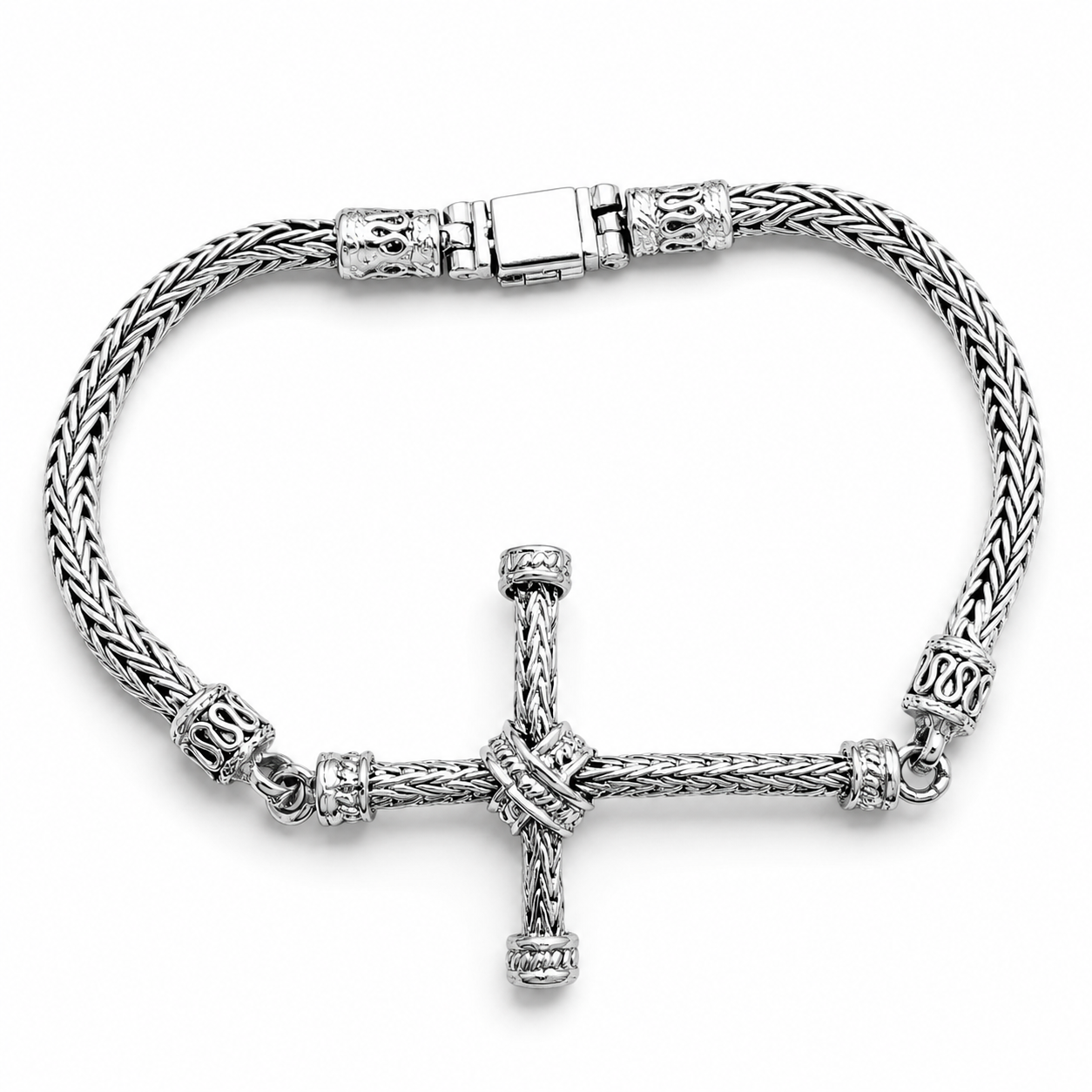 Pulso Tejido Bali Cruz 4mm
