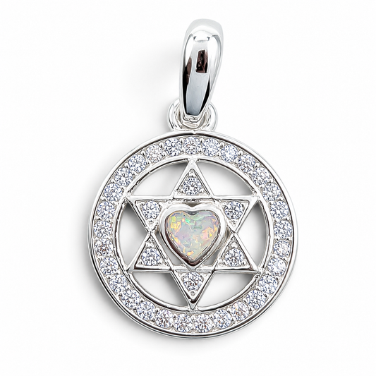 Dije Corazon Opalo Blanco Zirconia Plata Ley 925