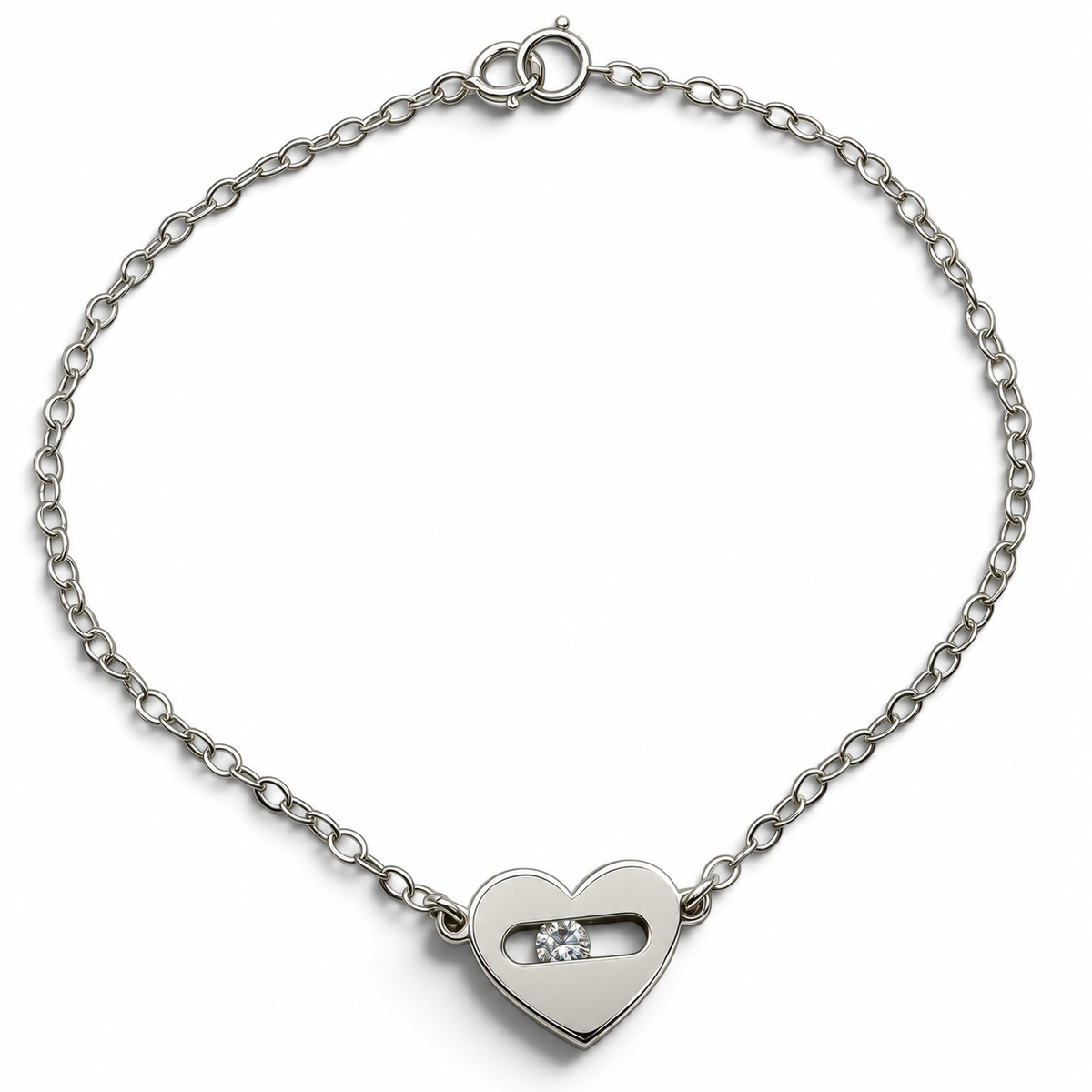 Pulsera Corazon Plata Ley 925