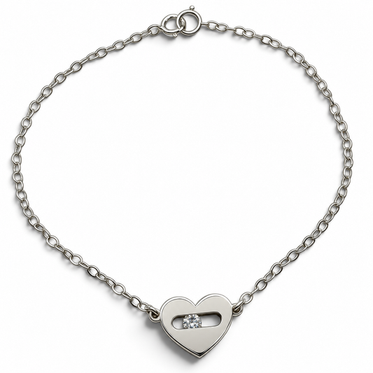 Pulsera Corazon Plata Ley 925